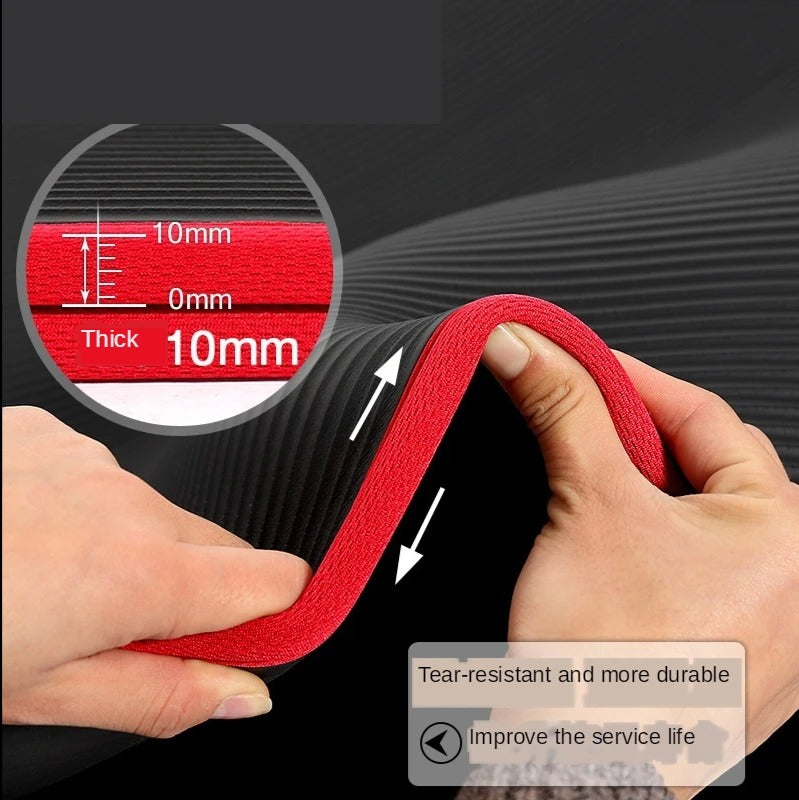10mm Yoga Mat Non-Slip Exercise Mat With Carry Strap